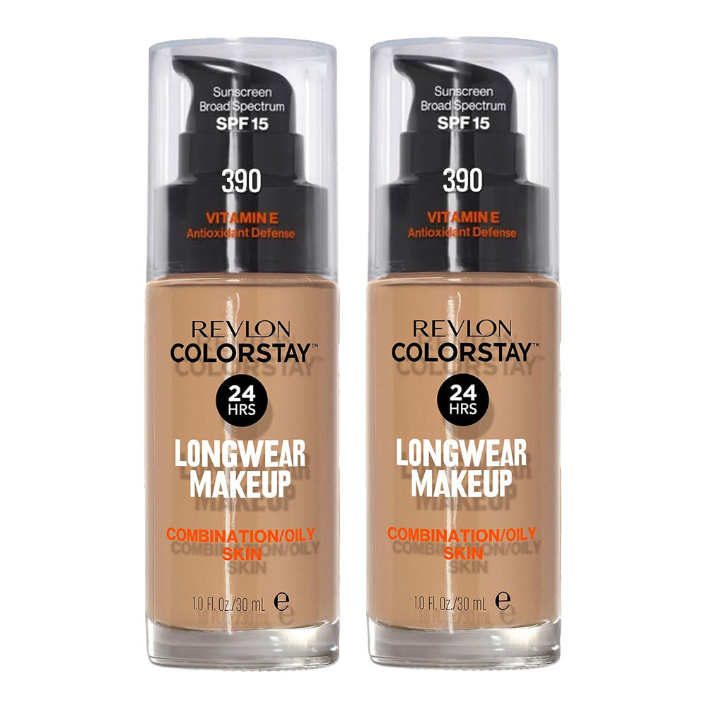 Revlon ColorStay Longwear Makeup Combination/Oily Skin SPF15 30ml 390 RICH MAPLE - 2 pack