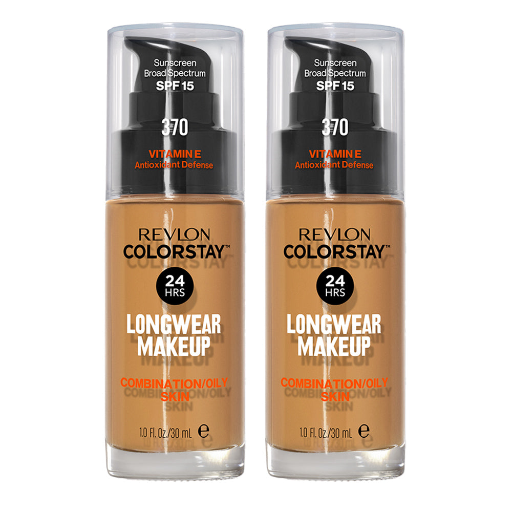 Revlon ColorStay Longwear Makeup Combination/Oily Skin SPF15 30ml 370 TOAST - 2 pack