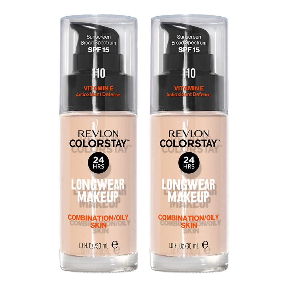 Revlon ColorStay Longwear Makeup Combination/Oily Skin SPF15 30ml 110 IVORY - 2 pack