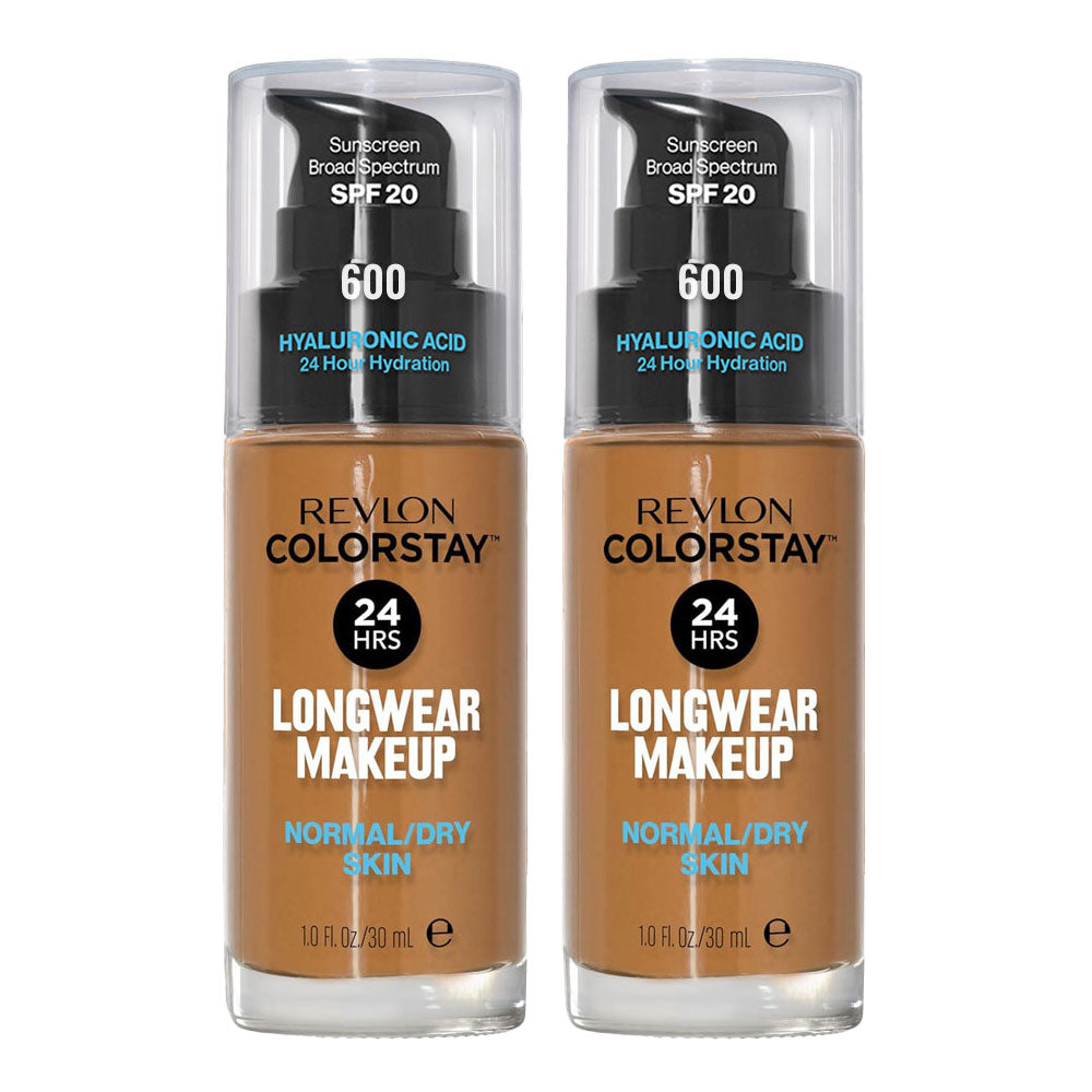 Revlon ColorStay Longwear Makeup Normal/Dry Skin SPF20 30ml 600 CINNAMON - 2 pack