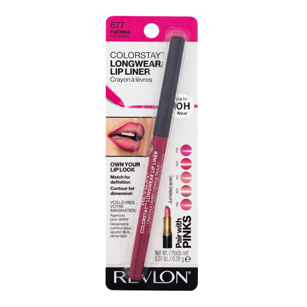 Revlon ColorStay Longwear Lip Liner 0.28g 677 FUCHSIA lipstick pencil in vivid fuchsia color