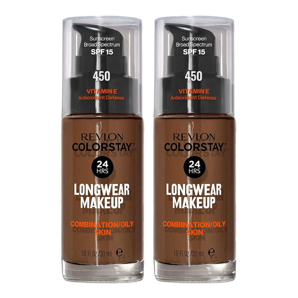 Revlon ColorStay Longwear Makeup Combo Oily Skin SPF15 30ml 450 Mocha 2 pack – foundation at Cosmetix Australia