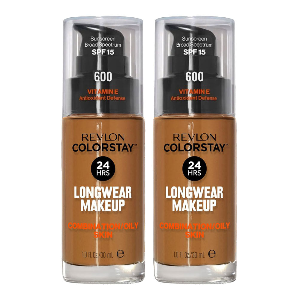 Revlon ColorStay Longwear Makeup Combination/Oily Skin SPF15 30ml 600 CINNAMON - 2 pack