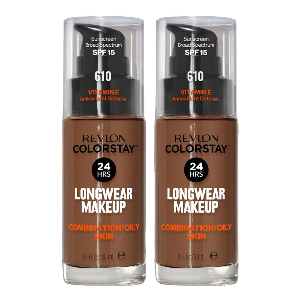 Revlon ColorStay Longwear Makeup Combo Oily Skin SPF15 30ml 610 Espresso 2 pack – foundation at Cosmetix Australia