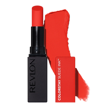 Load image into Gallery viewer, Revlon ColorStay Suede Ink Lipstick 2.55g 007 FEED THE FLAME swatch
