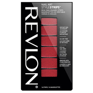 Revlon Nail Art Style Strips FLAMING FISHNETS nail polish design in bright red and black fishnet pattern