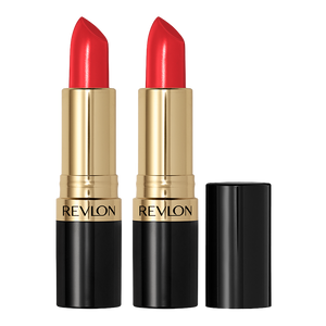 Revlon Super Lustrous Lipstick 725 LOVE THAT RED - 2 pack, 4.2g, red lipstick tubes on white background