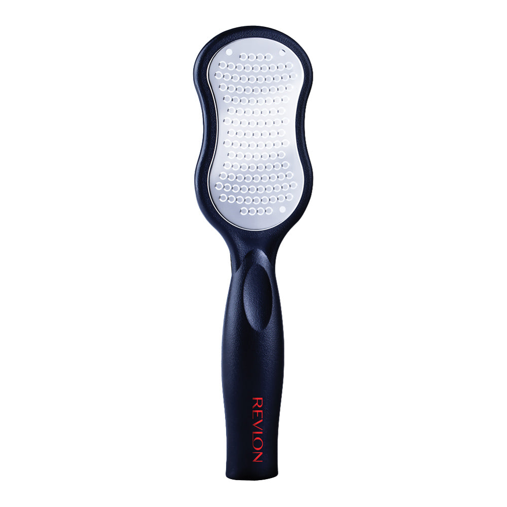 Revlon Wet Dry Foot File 42062 shown in use on a foot, effective for removing dead skin and calluses