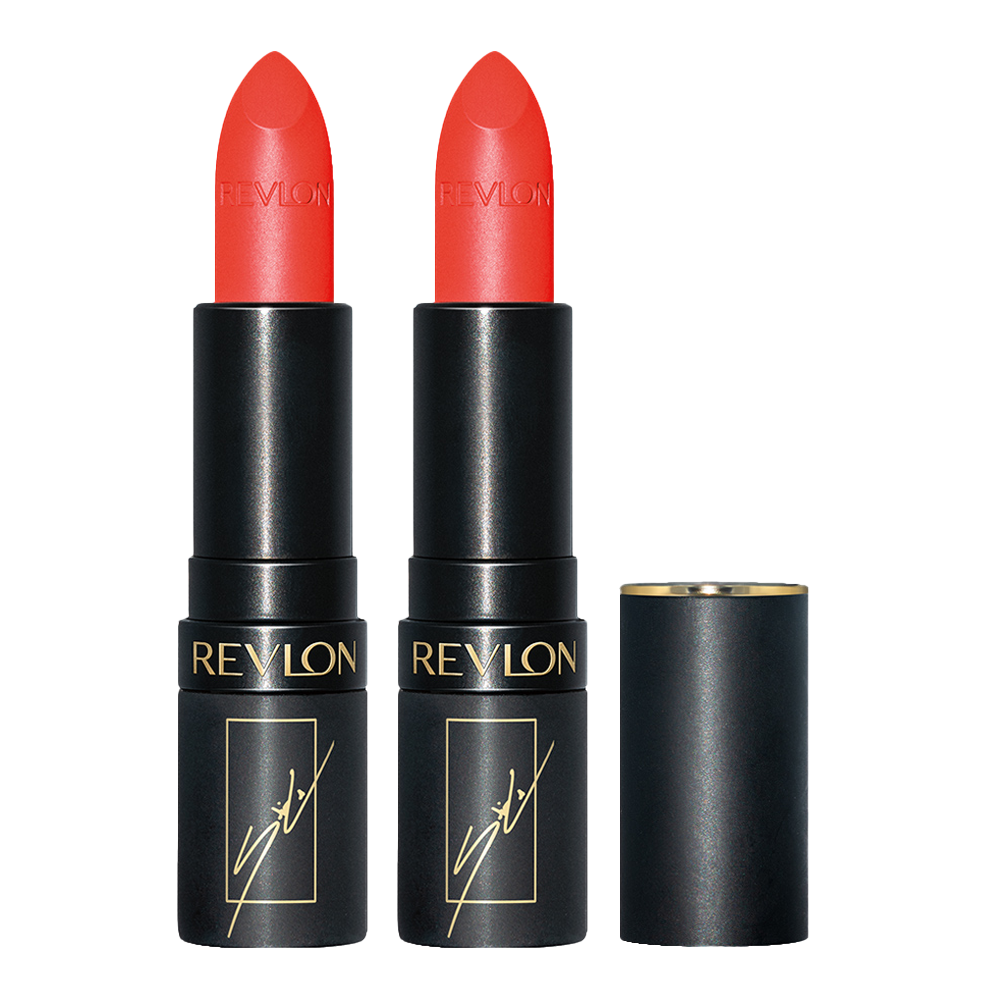 Revlon X Sofia Carson Super Lustrous The Luscious Mattes Lipstick in shade ON FIRE, two-pack, 4.2g each