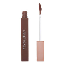 Load image into Gallery viewer, Revolution Beauty IRL Whipped Lip Creme in Burnt Cinnamon, 1.8ml tube open with applicator
