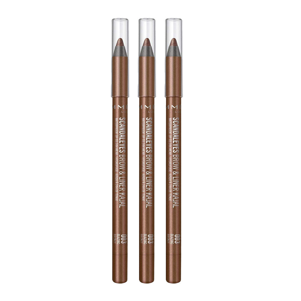Rimmel London Scandaleyes Brow & Liner Kajal 1.3g 003 BLAZING BRONZE - 3 pack in Blazing Bronze color