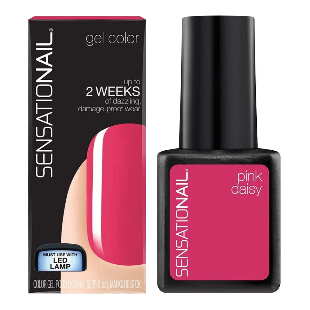 Sensationail Color Gel Polish 7.39ml 71591 PINK DAISY + 71593 SCARLET RED + GEL NAIL SHIELDS