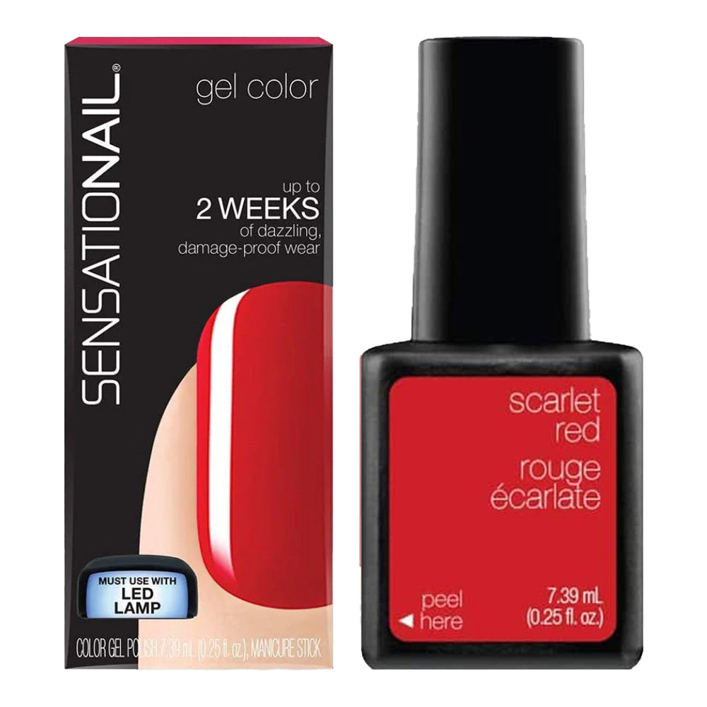 Sensationail Color Gel Polish 7.39ml 71591 PINK DAISY + 71593 SCARLET RED + GEL NAIL SHIELDS