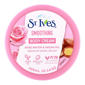 St. Ives Soothing Body Cream with Rose Water & Argan Oil 300ml skincare product in a tube