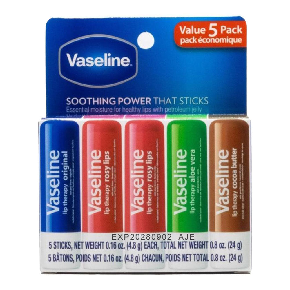 Vaseline Lip Therapy Stick 4.8g 5 Value Pack ASSORTED